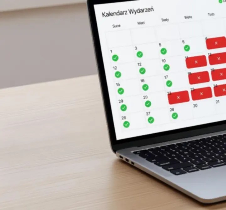 Podgląd kalendarza dostępności terminów wydarzeń StageCraft Agency