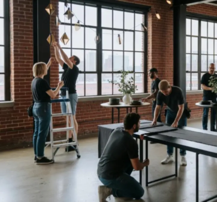 Ekipa eventowa StageCraft Agency pracująca przy organizacji wydarzenia