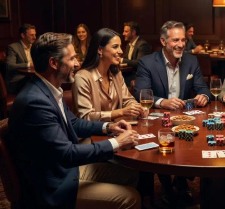 Stół do pokera z kartami i żetonami podczas wydarzenia