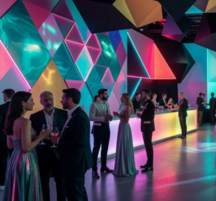 Nowoczesna dekoracja eventowa z kolorowym oświetleniem