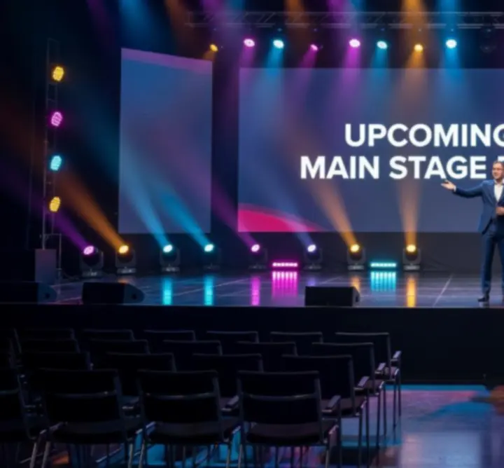 Scena przygotowana na nadchodzące wydarzenie z dynamicznym światłem